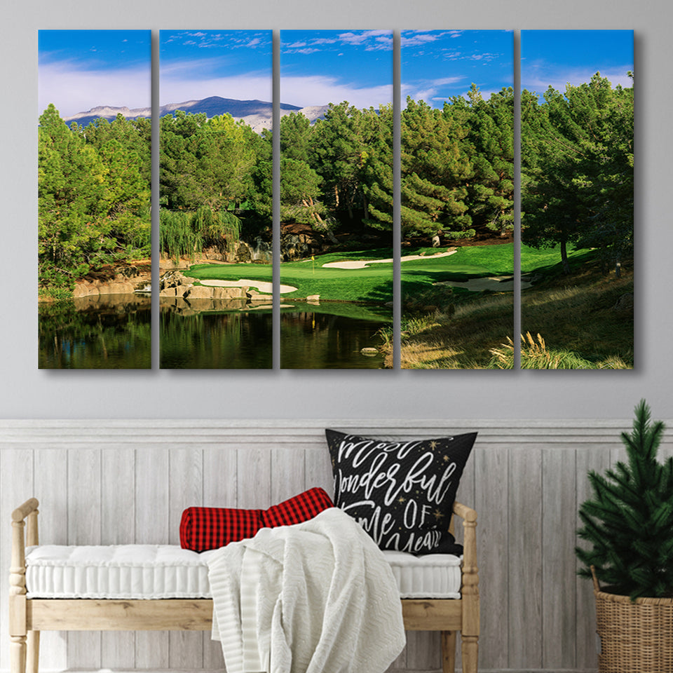 Shadow Creek Golf Club, Hole 17, North Las Vegas, Nevada, 5 Panels Extra Large Canvas Prints Wall Art Decor