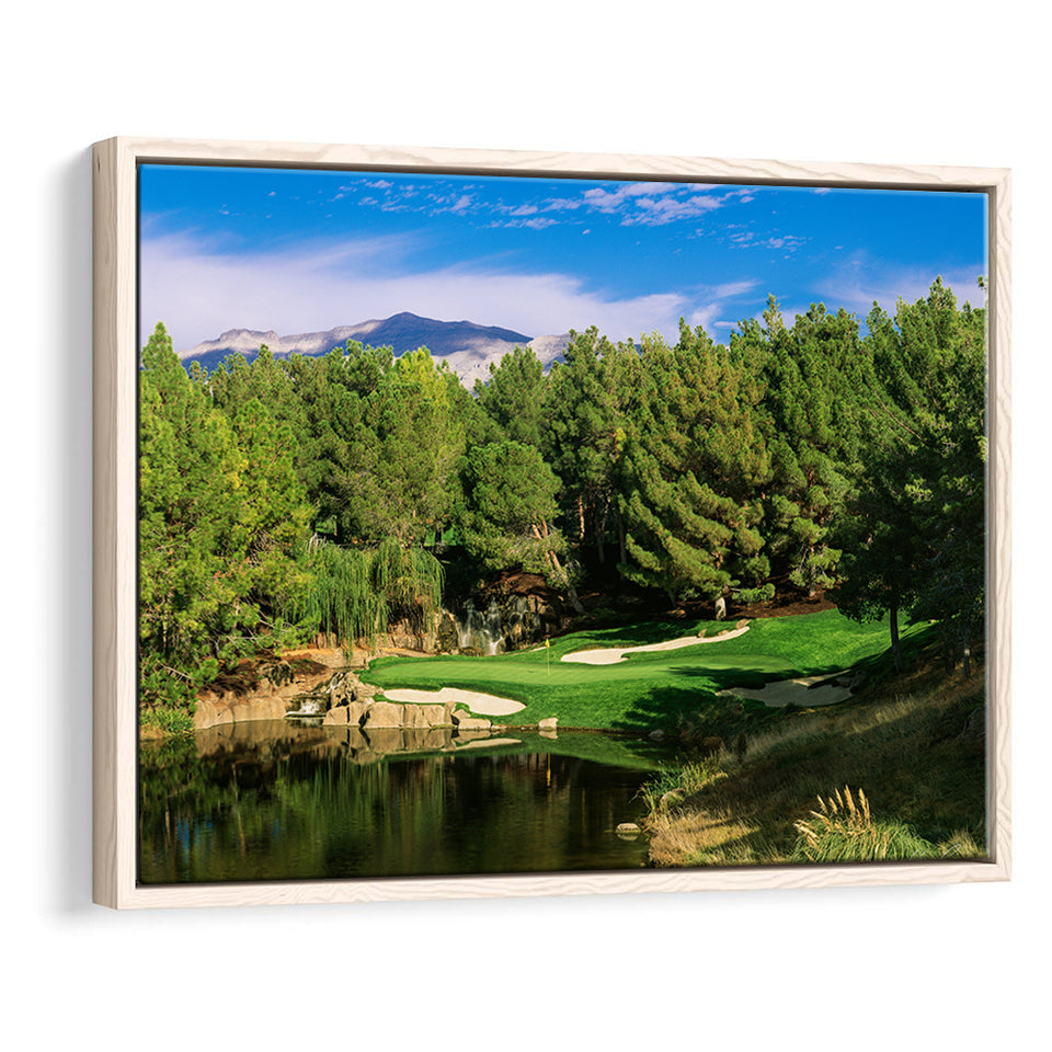 Shadow Creek Golf Club, Hole 17, North Las Vegas, Nevada, Golf Art Print, Framed Canvas Prints Wall Art Decor, Floating Frame