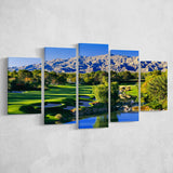 Shadow Creek Golf Club Hole 18, North Las Vegas, Nevada, Golf Art Print, 5 Panels Canvas Prints Wall Art Decor