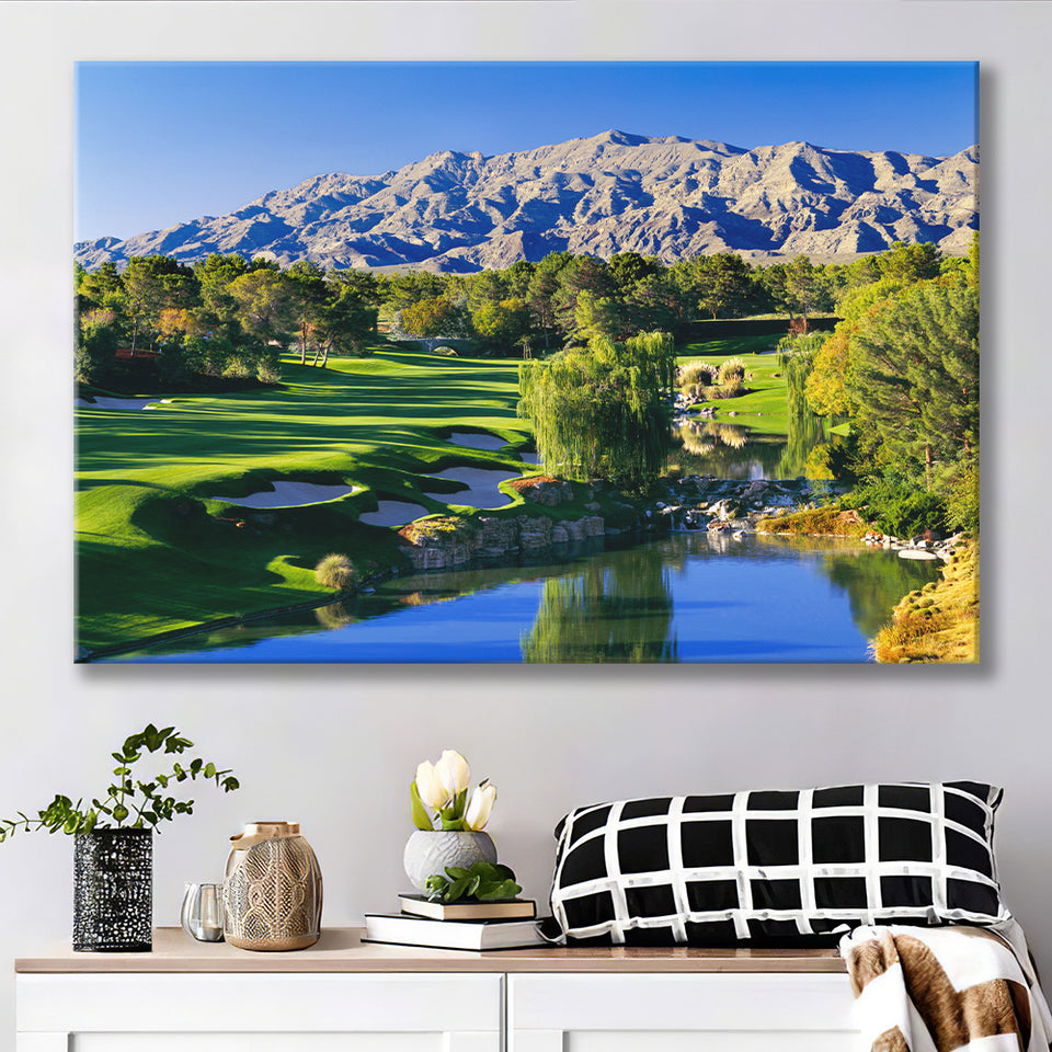 Shadow Creek Golf Club Hole 18, North Las Vegas, Nevada, Golf Art Print, Golf Lover, Canvas Prints Wall Art Decor