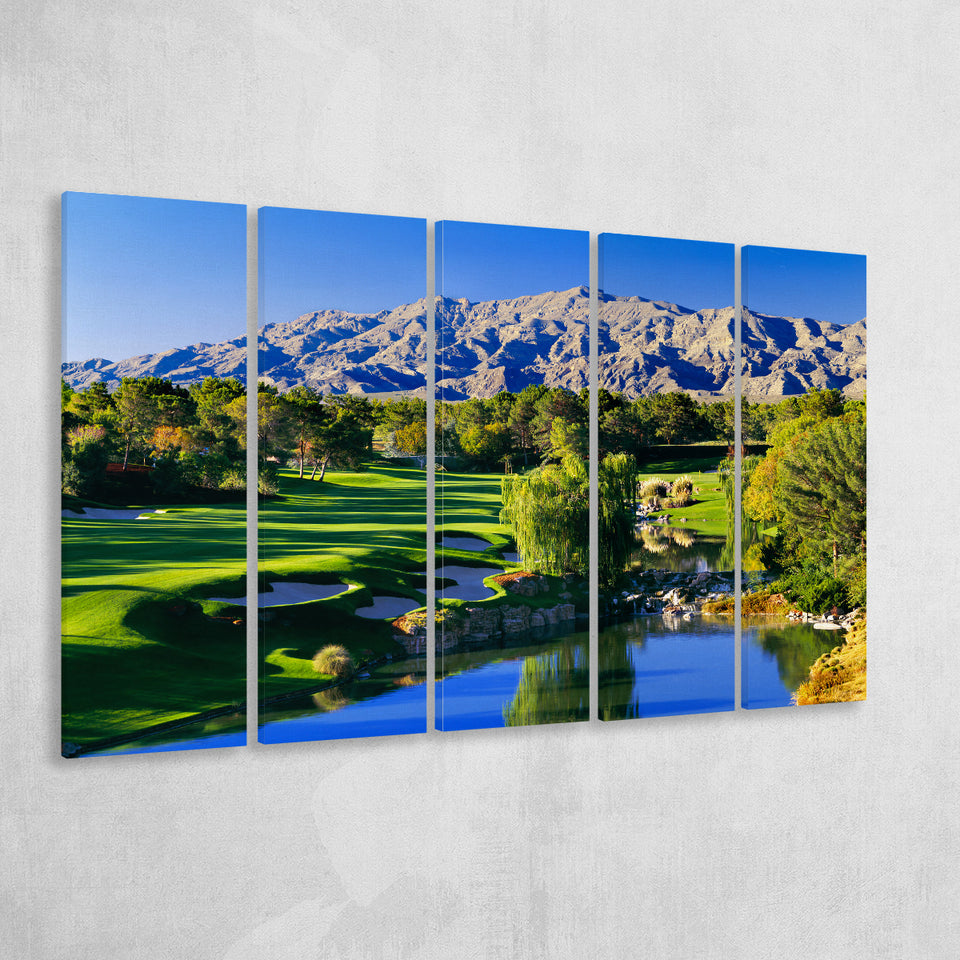 Shadow Creek Golf Club Hole 18, North Las Vegas, Nevada, 5 Panels Extra Large Canvas Prints Wall Art Decor