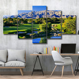 Shadow Creek Golf Club Hole 18, North Las Vegas, Nevada, Golf Art Print, 5 Panels Canvas Prints Wall Art Decor
