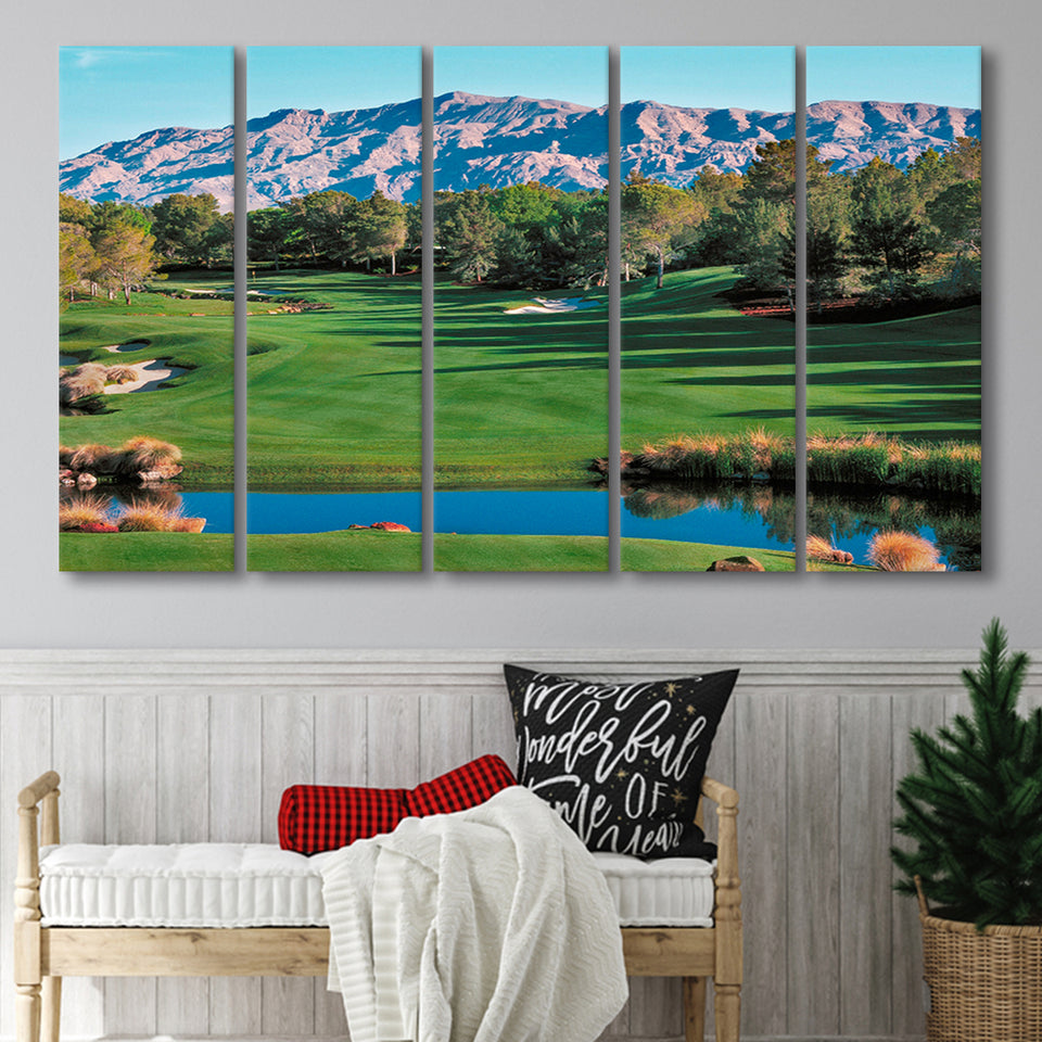 Shadow Creek Golf Course Hole 9 North Las Vegas, 5 Panels Extra Large Canvas Prints Wall Art Decor