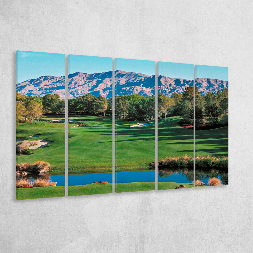Shadow Creek Golf Course Hole 9 North Las Vegas, 5 Panels Extra Large Canvas Prints Wall Art Decor