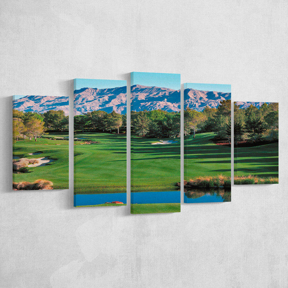Shadow Creek Golf Course Hole 9 North Las Vegas, Golf Art Print, 5 Panels Canvas Prints Wall Art Decor