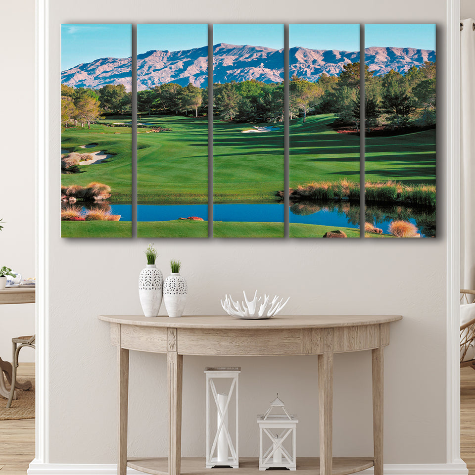 Shadow Creek Golf Course Hole 9 North Las Vegas, 5 Panels Extra Large Canvas Prints Wall Art Decor