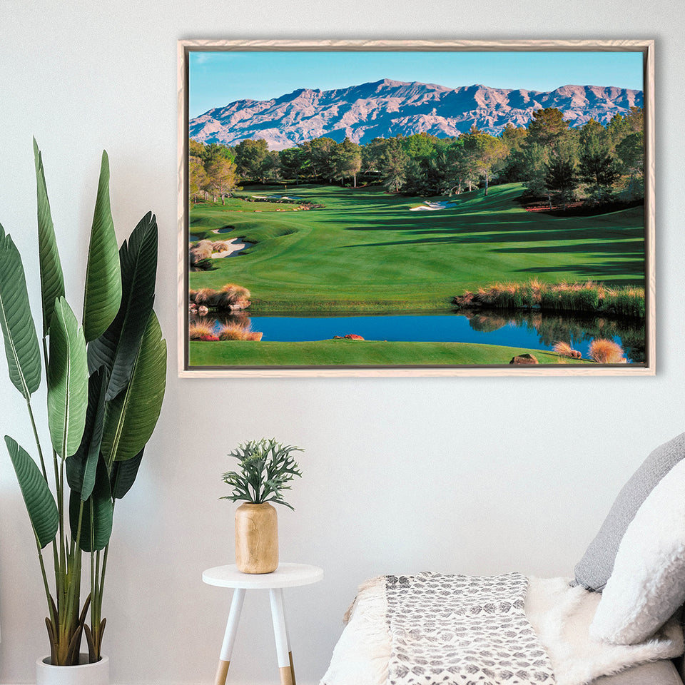 Shadow Creek Golf Course Hole 9 North Las Vegas, Golf Art Print, Framed Canvas Prints Wall Art Decor, Floating Frame