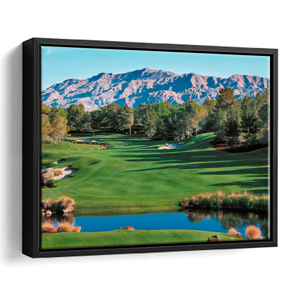 Shadow Creek Golf Course Hole 9 North Las Vegas, Golf Art Print, Framed Canvas Prints Wall Art Decor, Floating Frame