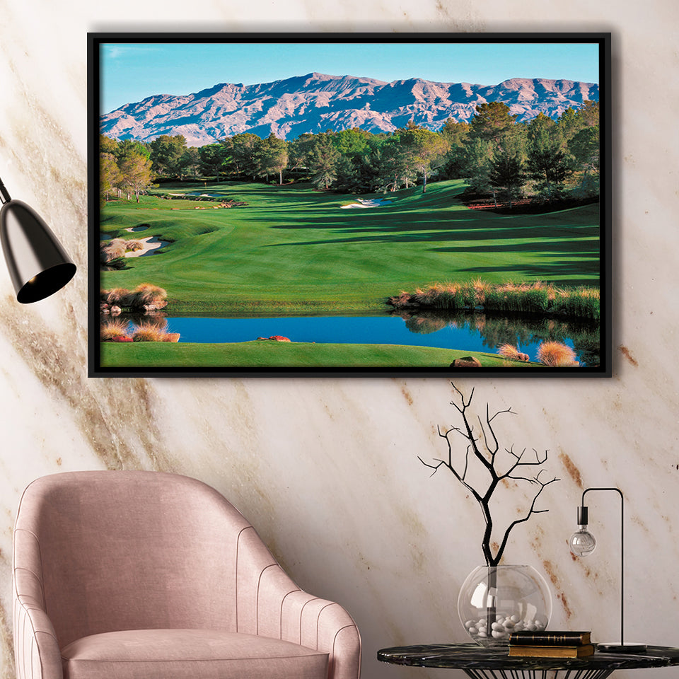 Shadow Creek Golf Course Hole 9 North Las Vegas, Golf Art Print, Framed Canvas Prints Wall Art Decor, Floating Frame