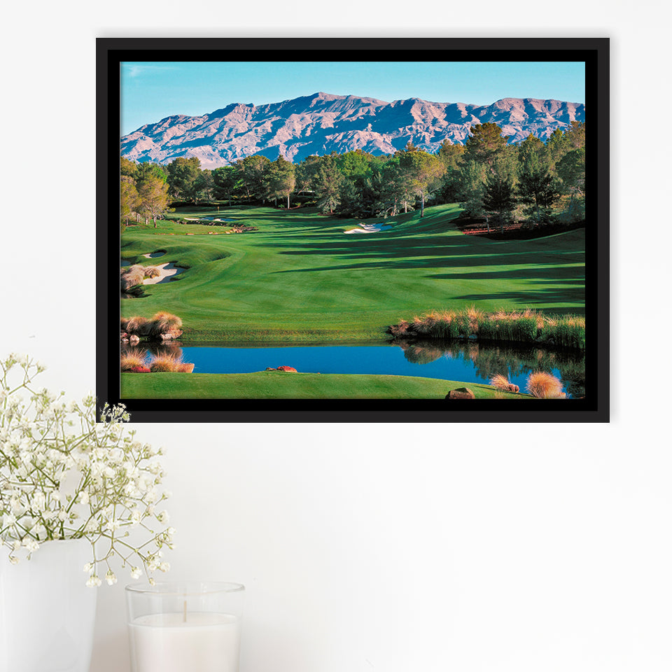 Shadow Creek Golf Course Hole 9 North Las Vegas, Golf Art Print, Framed Canvas Prints Wall Art Decor, Floating Frame