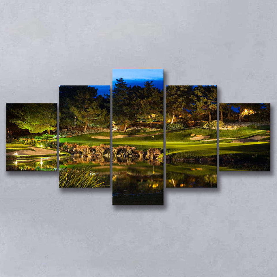 Shadow Creek Golf Course Light Night, Golf Art Print, 5 Panels Canvas Prints Wall Art Decor