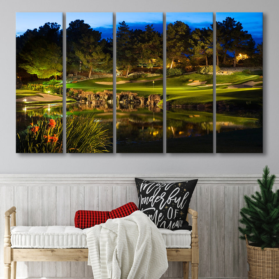 Shadow Creek Golf Course Light Night, 5 Panels Extra Large Canvas Prints Wall Art Decor