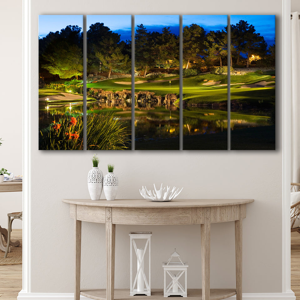 Shadow Creek Golf Course Light Night, 5 Panels Extra Large Canvas Prints Wall Art Decor