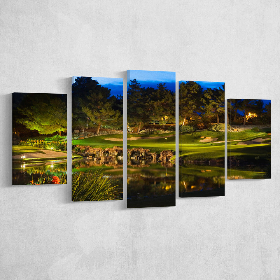 Shadow Creek Golf Course Light Night, Golf Art Print, 5 Panels Canvas Prints Wall Art Decor