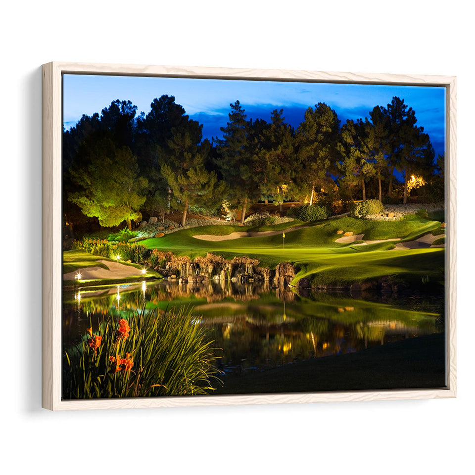 Shadow Creek Golf Course Light Night, Golf Art Print, Framed Canvas Prints Wall Art Decor, Floating Frame