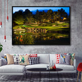 Shadow Creek Golf Course Light Night, Golf Art Print, Framed Canvas Prints Wall Art Decor, Floating Frame