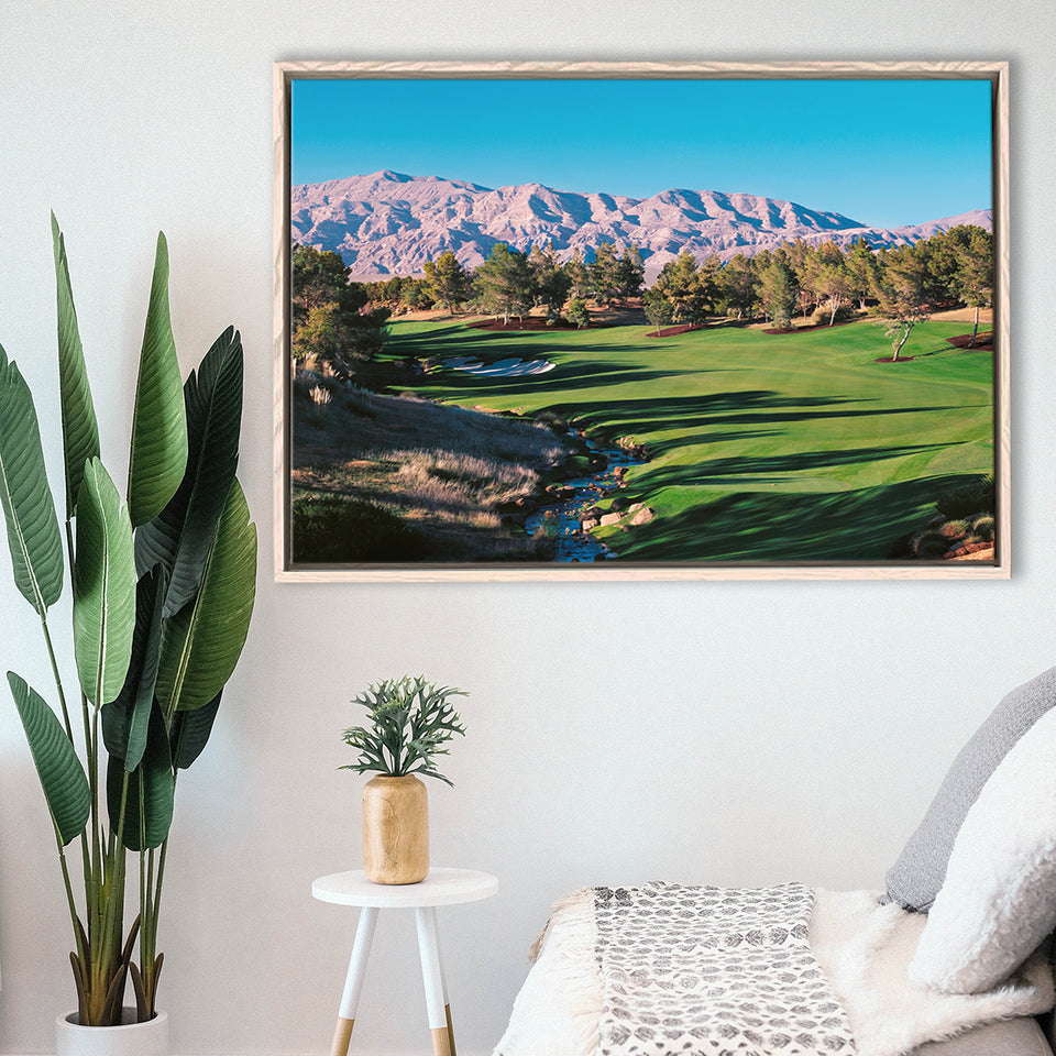 Shadow Creek Golf Source Hole 1 North Las Vegas, Golf Art Print, Framed Canvas Prints Wall Art Decor, Floating Frame