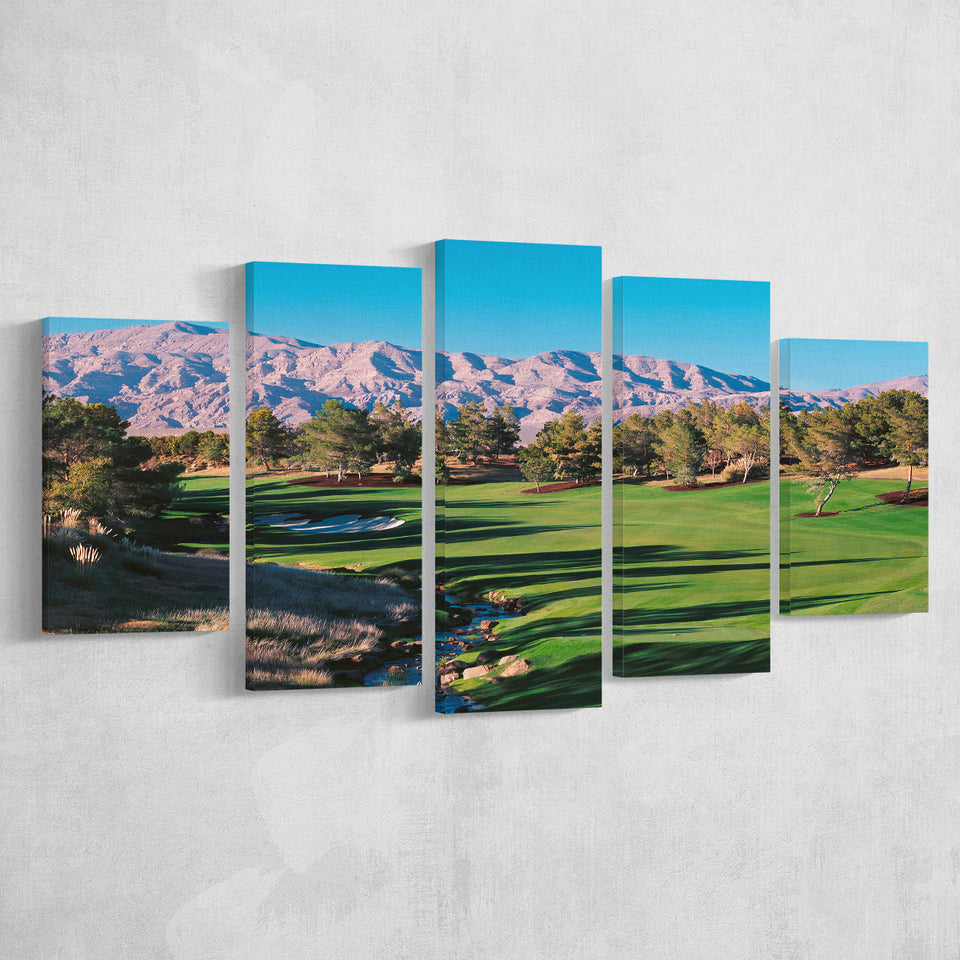 Shadow Creek Golf Source Hole 1 North Las Vegas, Golf Art Print, 5 Panels Canvas Prints Wall Art Decor
