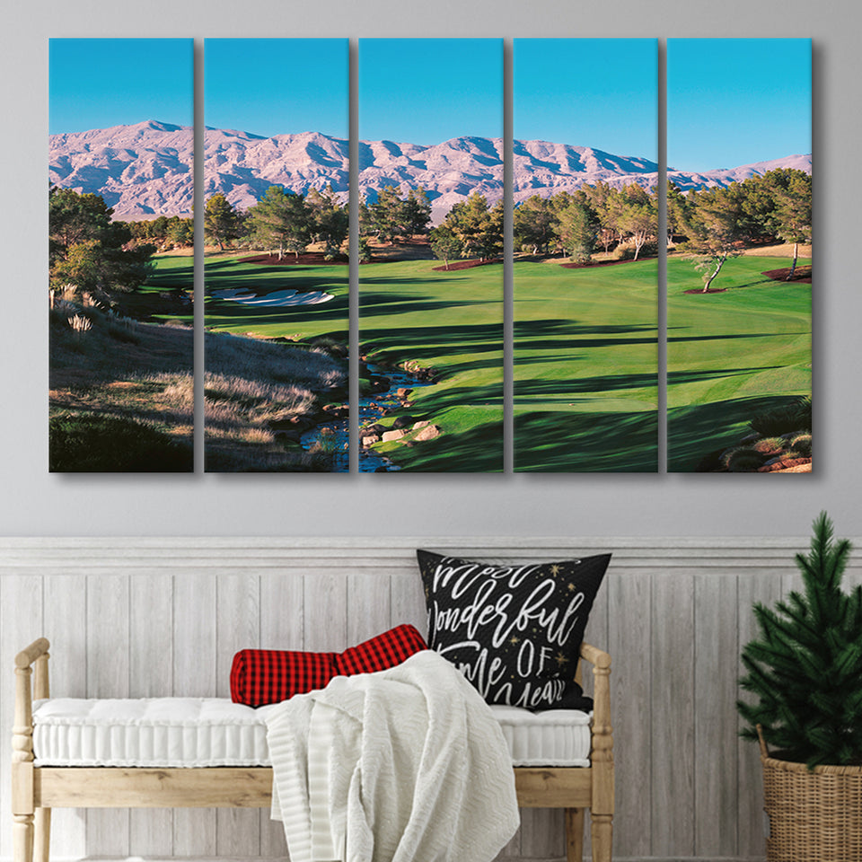 Shadow Creek Golf Source Hole 1 North Las Vegas, 5 Panels Extra Large Canvas Prints Wall Art Decor