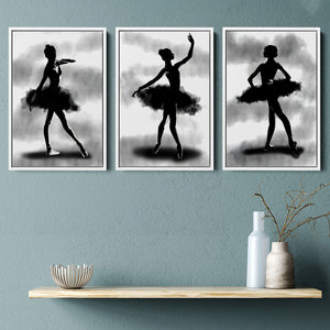 Shadow Dancers Set of 3 Piece Framed Canvas Prints Wall Art Decor