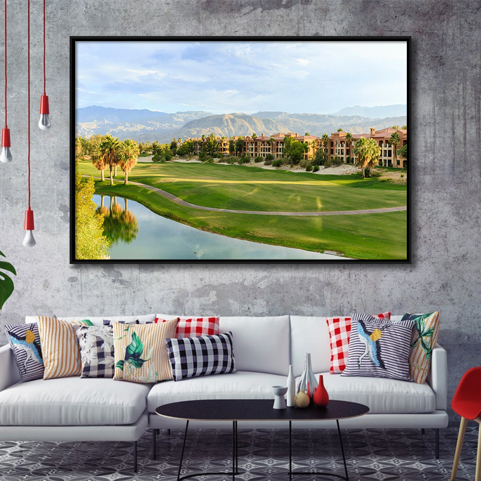 Shadow Ridge Palm Desert Golf Sourses, Golf Art Print, Framed Canvas Prints Wall Art Decor, Floating Frame