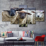 Sheep Domestic Animal 5 Pieces Canvas Prints Wall Art - Painting Canvas, Multi Panel, Wall Decor, Canvas Art