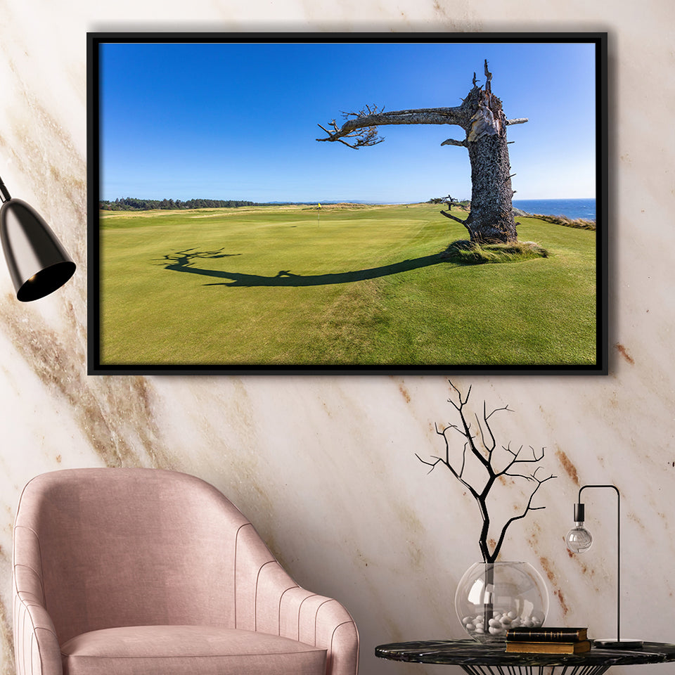 Sheep Ranch At Bandon Dunes Golf Resort, Hole 17 V3, Golf Art Print, Framed Canvas Prints Wall Art Decor, Floating Frame