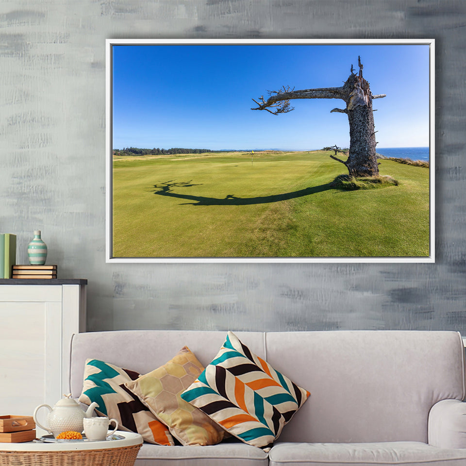 Sheep Ranch At Bandon Dunes Golf Resort, Hole 17 V3, Golf Art Print, Framed Canvas Prints Wall Art Decor, Floating Frame