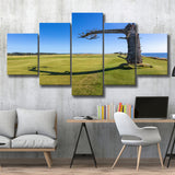 Sheep Ranch At Bandon Dunes Golf Resort, Hole 17 V3, Golf Art Print, 5 Panels Canvas Prints Wall Art Decor