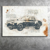 Shelby Cobra 427 Super Snake Da Vinci Style Canvas Prints - Painting Canvas, Wall Art,Old Car, Prints for Sale,Wal Decor, Home Decor