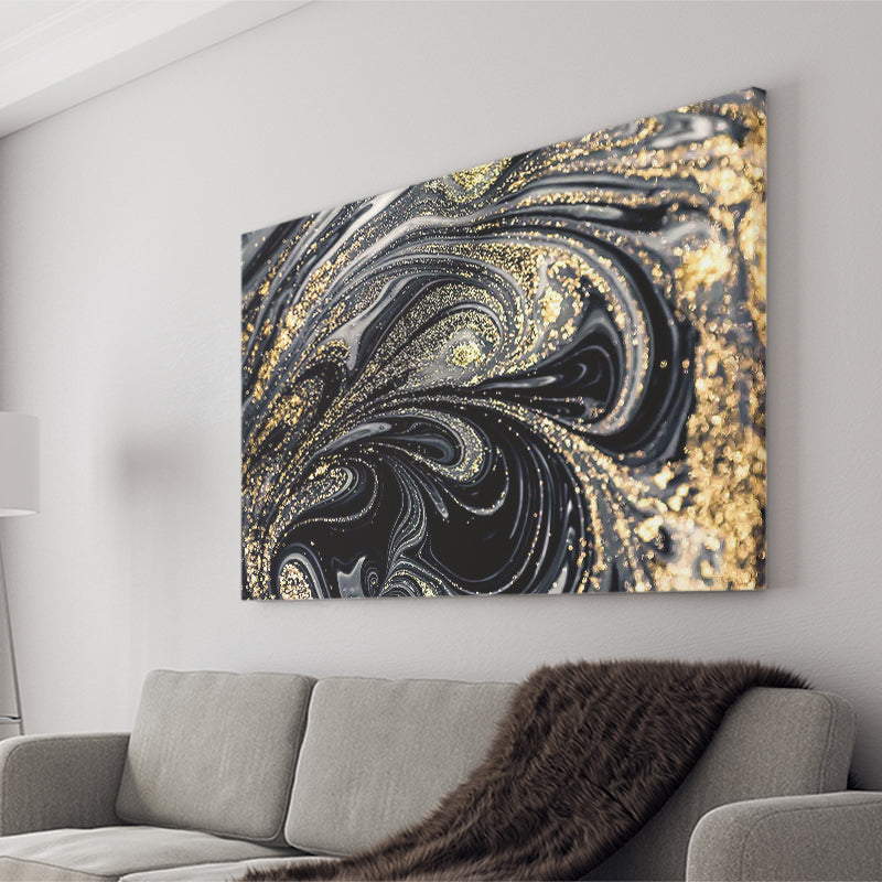 Shimmery Wall Art, Gold Black Luxury Wall Art Canvas Prints Wall Art Home Decor