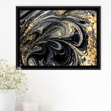 Shimmery Wall Art, Gold Black Luxury Wall Art Framed Canvas Prints Wall Art Home Decor,Floating Frame