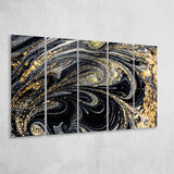 Shimmery Wall Art, Gold Black Luxury Wall Art Larger Canvas Art, 5 Piece Canvas Prints Wall Art Decor