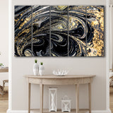 Shimmery Wall Art, Gold Black Luxury Wall Art Larger Canvas Art, 5 Piece Canvas Prints Wall Art Decor
