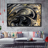 Shimmery Wall Art, Gold Black Luxury Wall Art Framed Canvas Prints Wall Art Home Decor,Floating Frame