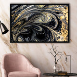 Shimmery Wall Art, Gold Black Luxury Wall Art Framed Canvas Prints Wall Art Home Decor,Floating Frame