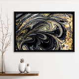 Shimmery Wall Art, Gold Black Luxury Wall Art Framed Canvas Prints Wall Art Home Decor,Floating Frame