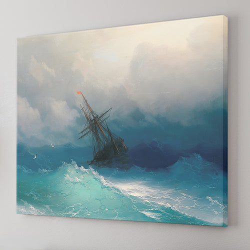 Ship On Stormy Seas By Ivan Konstantinovich Aivazovsky Canvas Wall Art - Canvas Prints, Prints For Sale, Painting Canvas,Canvas On Sale