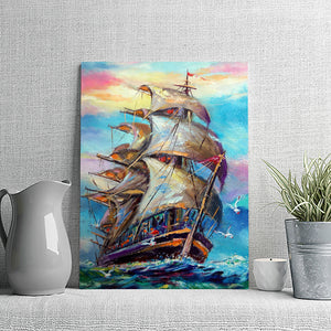 Ship Sailing On Sea Oil Painting Canvas Wall Art - Canvas Prints, Prints for Sale, Canvas Painting, Home Decor