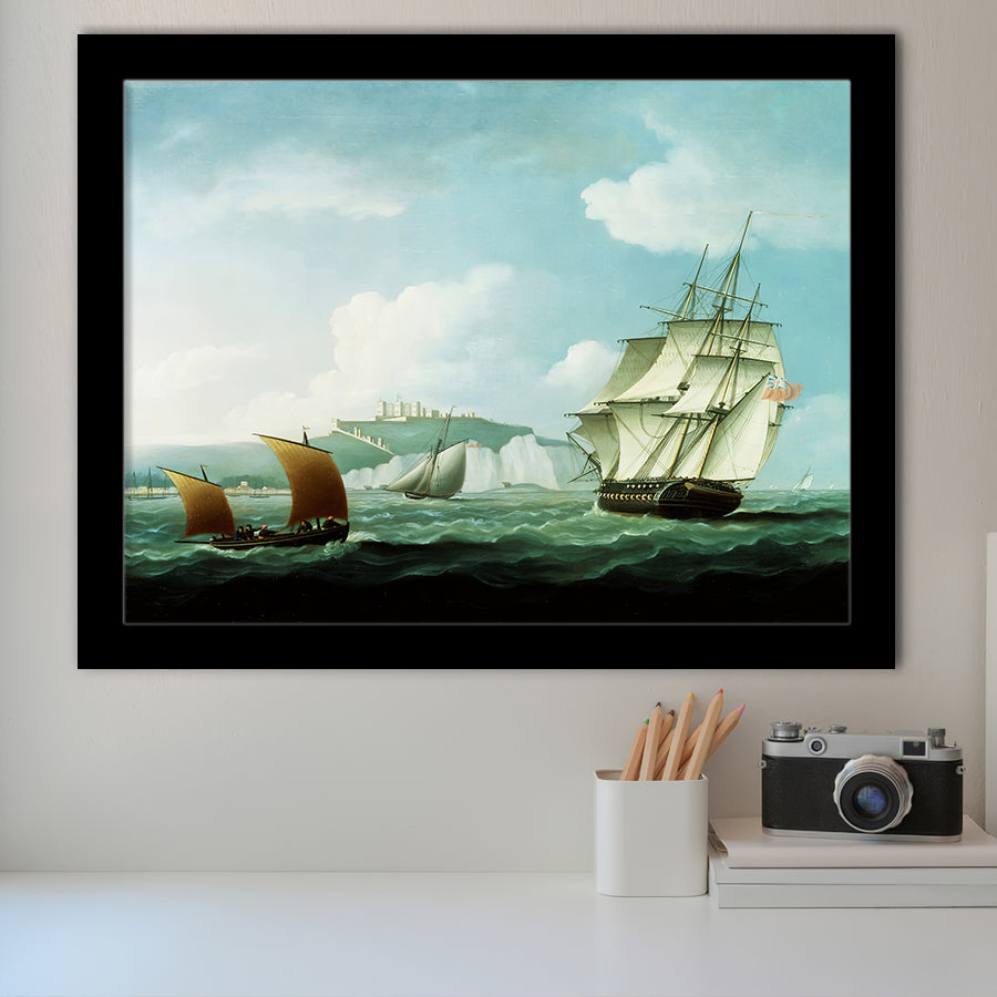 Shipping Off Dover Castle England By Thomas Buttersworth Framed Art Prints Wall Decor - Painting Art, Framed Picture, Home Decor, For Sale