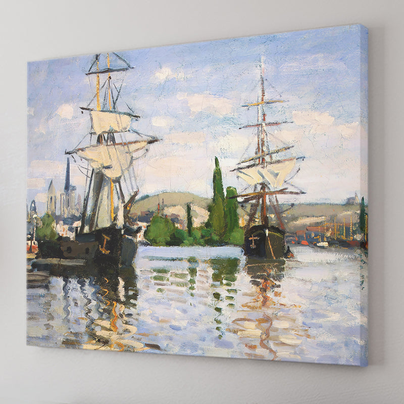 Ships Riding On The Seine At Rouen By Claude Monet Canvas Wall Art - Canvas Prints, Prints For Sale, Painting Canvas,Canvas On Sale