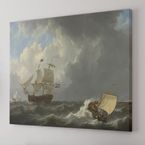 Ships In A Turbulent Sea 1826 Dutch Painting Oil On Canvas Canvas Wall Art - Canvas Prints, Prints For Sale, Painting Canvas,Canvas On Sale
