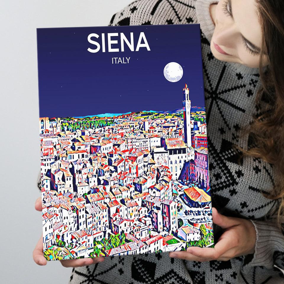 Siena Italy Art Night Art Print ,City Art Print, Large Canvas, Canvas Print Wall Art Home Decor