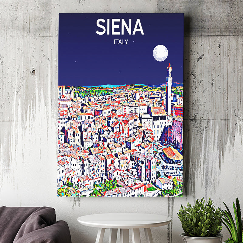 Siena Italy Art Night Art Print ,City Art Print, Large Canvas, Canvas Print Wall Art Home Decor