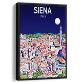 Siena Italy Art Night Art Print, Large Canvas, Framed Canvas Print Wall Art Home Decor, Floating Frame