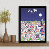 Siena Italy Art Night Art Print, Large Canvas, Framed Canvas Print Wall Art Home Decor, Floating Frame