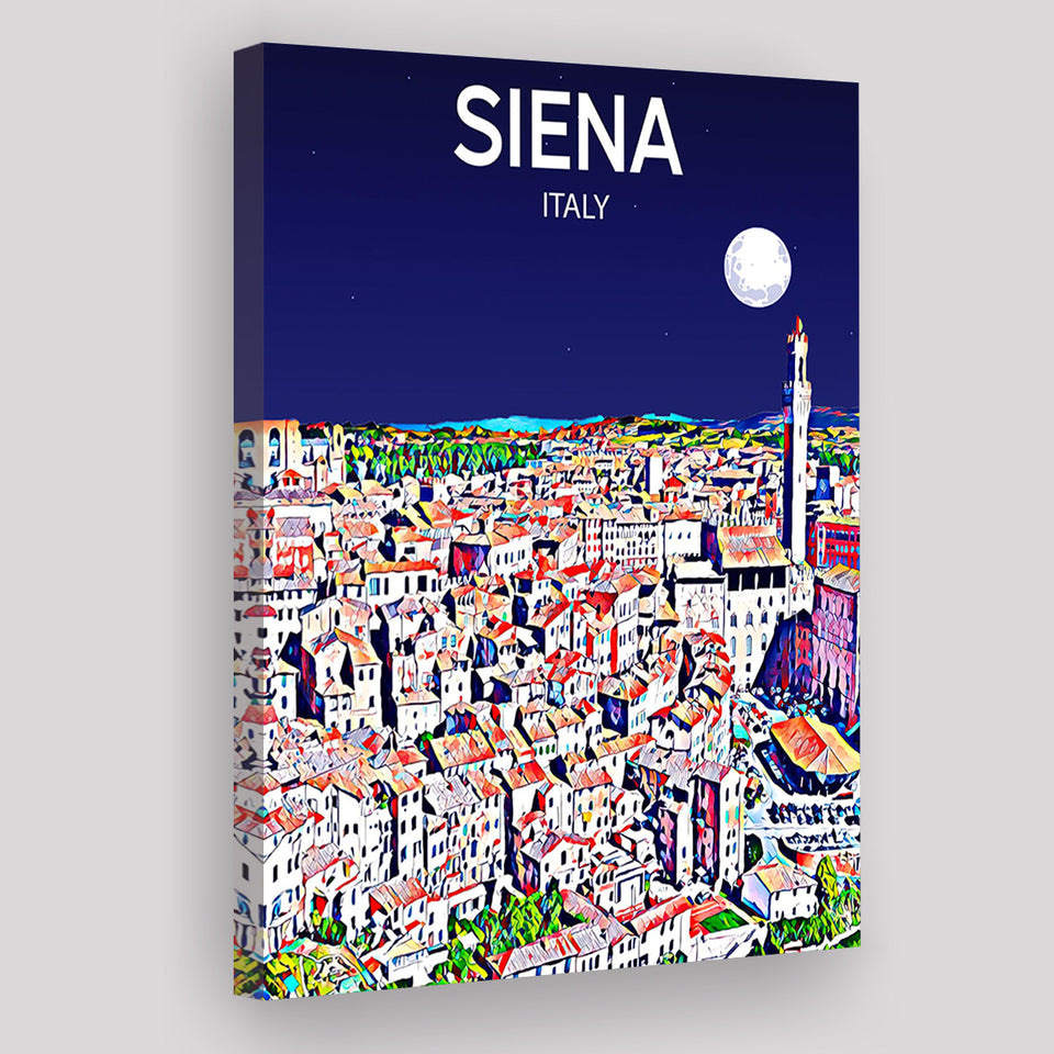 Siena Italy Art Night Art Print ,City Art Print, Large Canvas, Canvas Print Wall Art Home Decor
