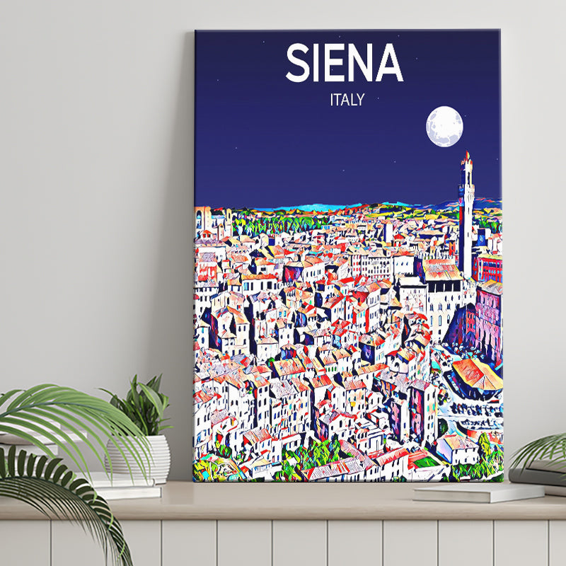 Siena Italy Art Night Art Print ,City Art Print, Large Canvas, Canvas Print Wall Art Home Decor