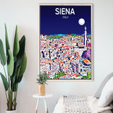 Siena Italy Art Night Art Print, Large Canvas, Framed Canvas Print Wall Art Home Decor, Floating Frame