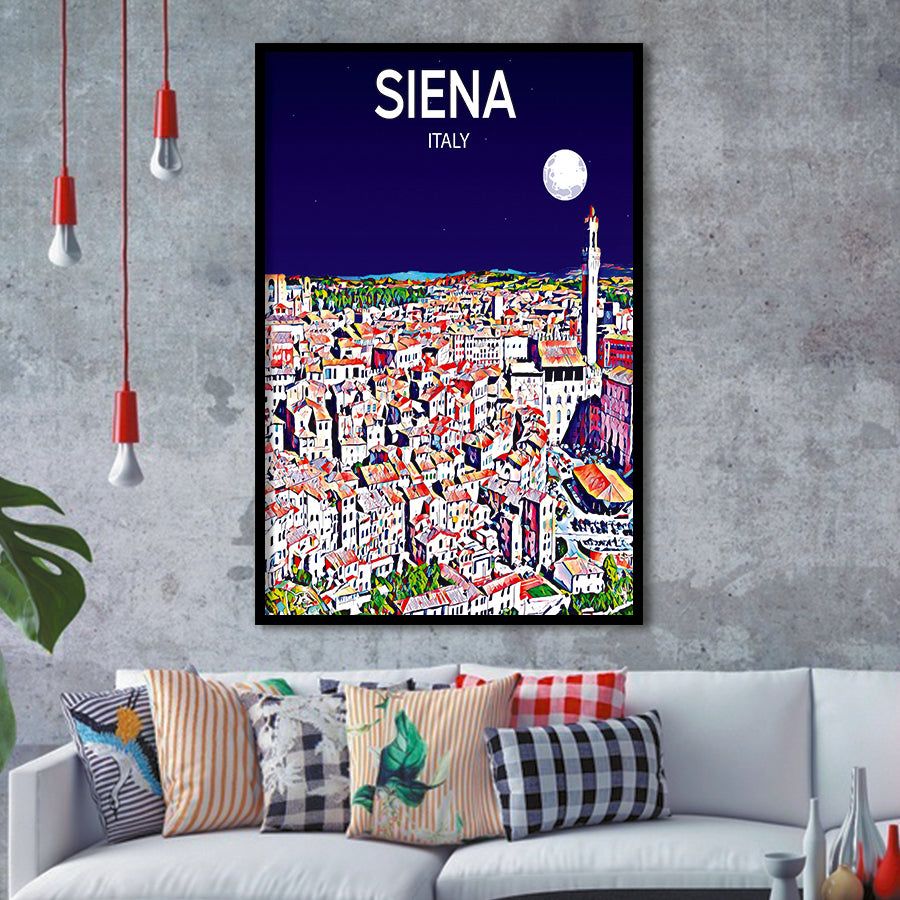 Siena Italy Art Night Art Print, City Art Print, Framed Art Print Wall Art Home Decor, Framed Picture